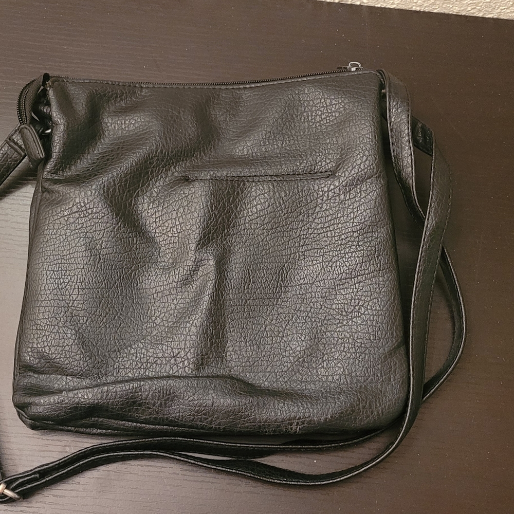 Multi Sac Crossbody Purse Black Textured Vinyl Medium size - Picture 2 of 6